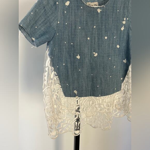 Sea top New York, embroidered short sleeve top size 0 - Picture 2 of 6